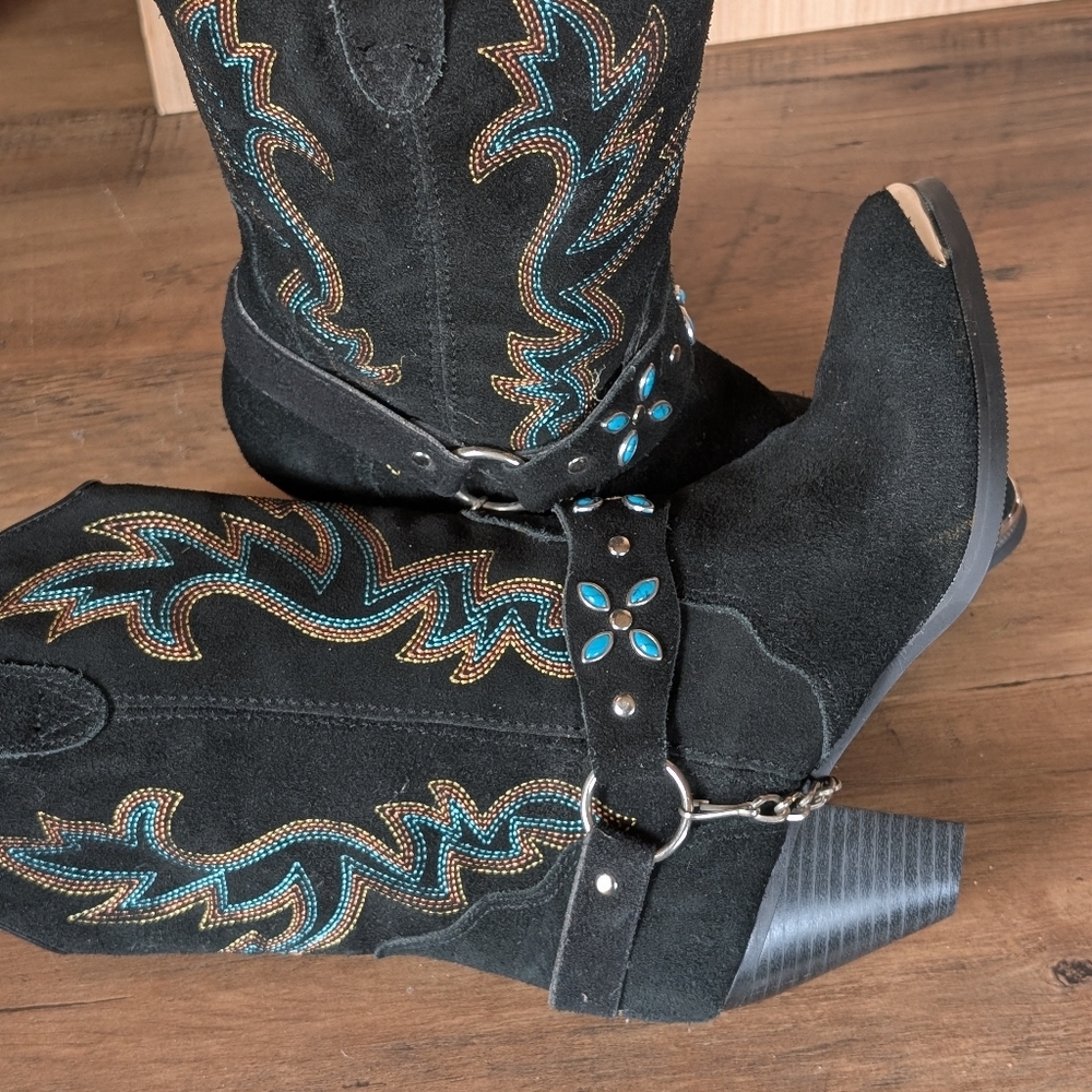 Black And Turquoise Dingo Women's Western Boots 6.5